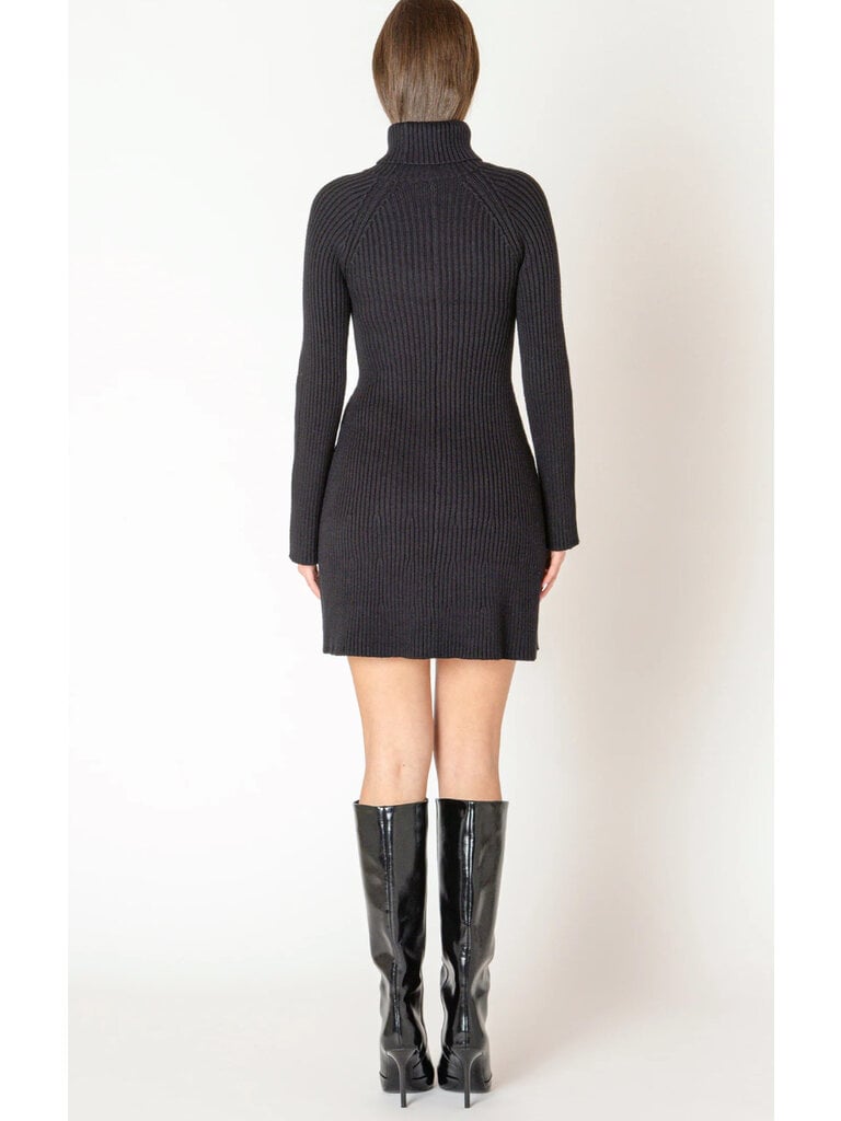 Black Tape Ribbed Knit Dress