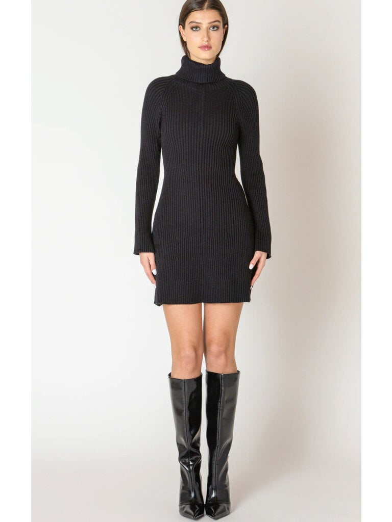 Black Tape Ribbed Knit Dress
