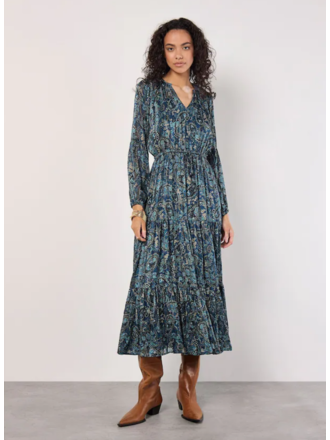 Apricot Lurex Teal Paisley Maxi