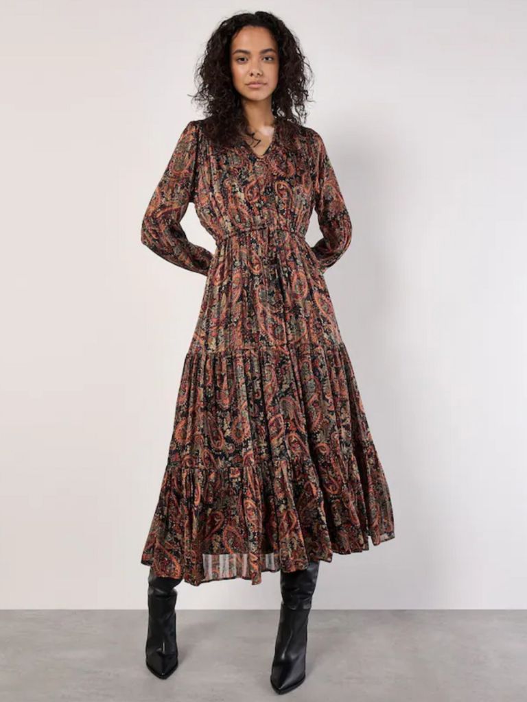 Apricot Lurex Orange Paisley Maxi