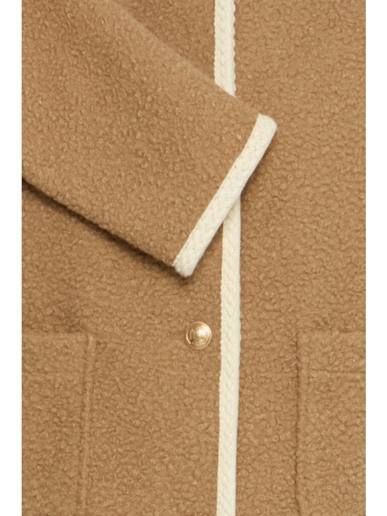 B. Young Beige Boucle Cardigan
