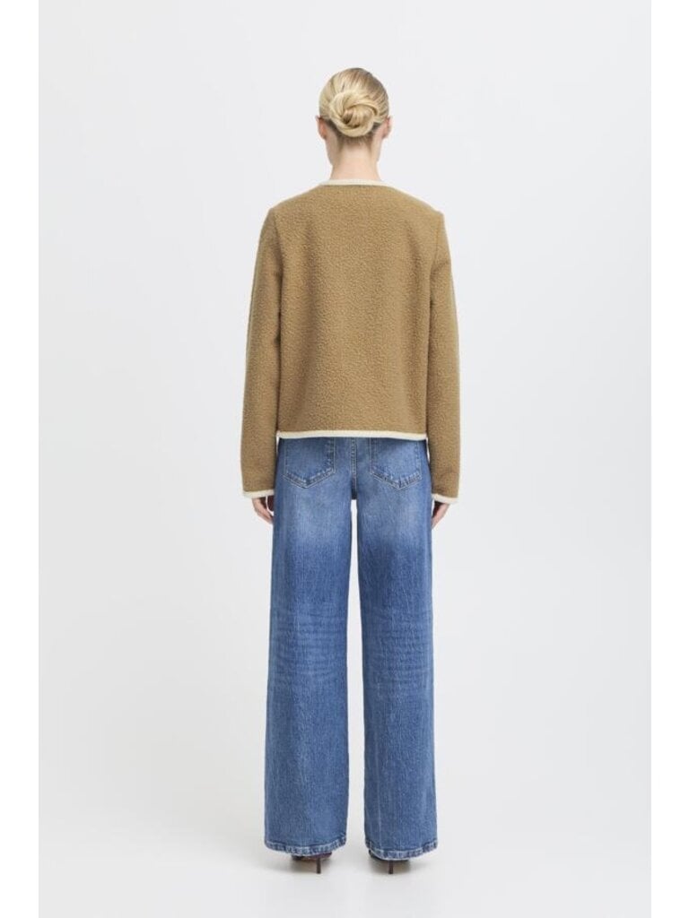 B. Young Beige Boucle Cardigan