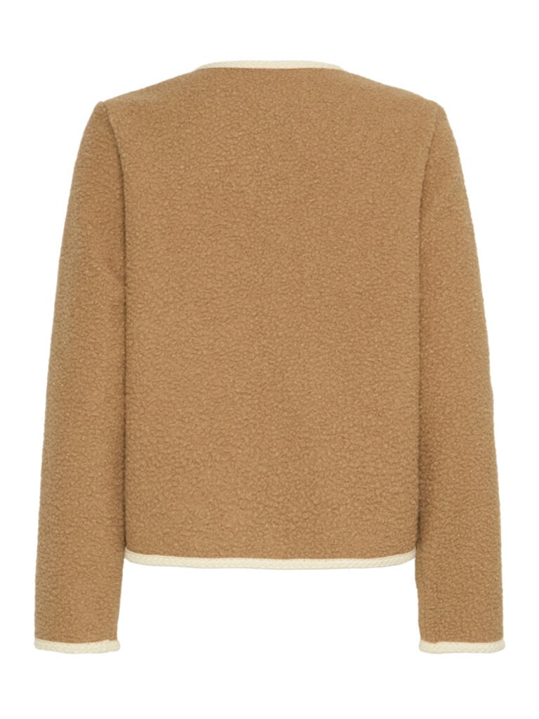 B. Young Beige Boucle Cardigan