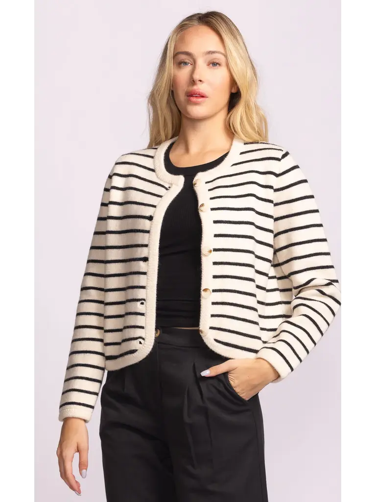 Pink Martini White Stripe Cardigan