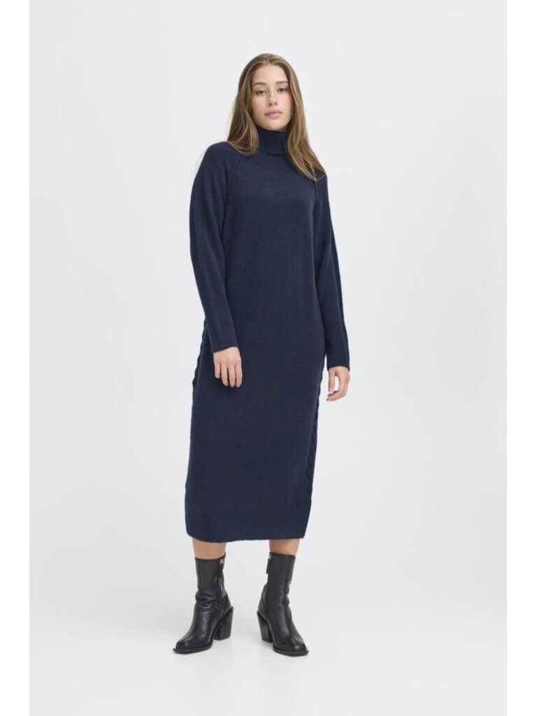 ICHI Navy Long Knit Dress