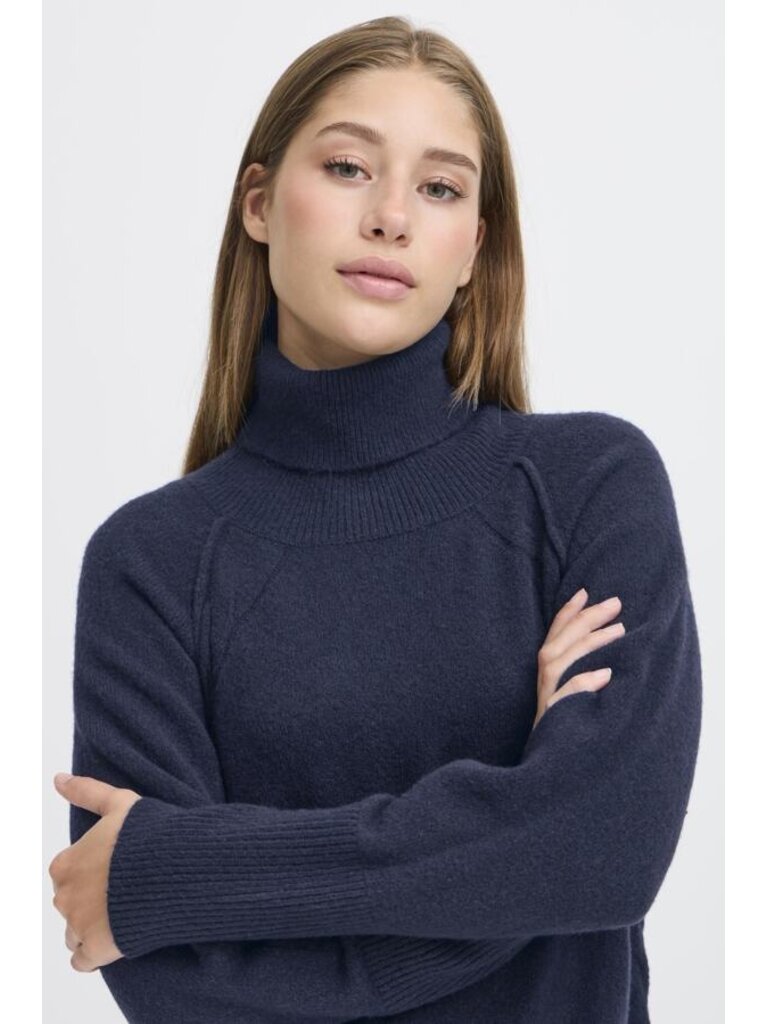 ICHI Navy Long Knit Dress