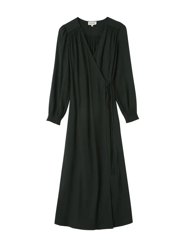 Grace & Mila Dark Green Wrap Dress