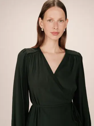 Grace & Mila Dark Green Wrap Dress