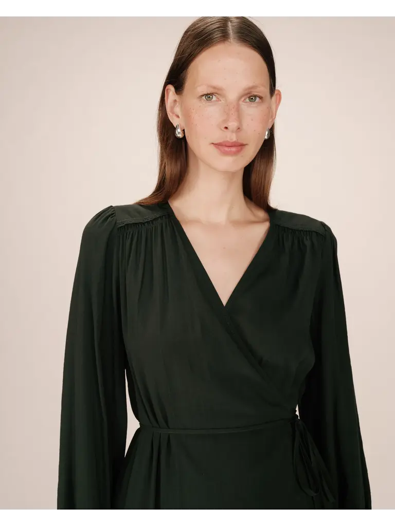 Grace & Mila Dark Green Wrap Dress