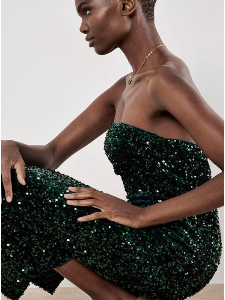 Apricot Emeralde Sequin Midi