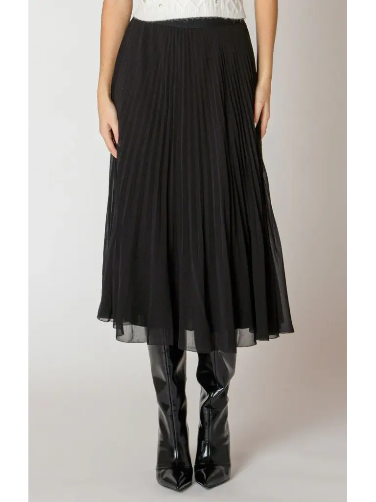 Black Tape Pleated Black Skirt
