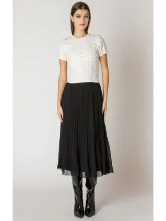 Black Tape Pleated Black Skirt