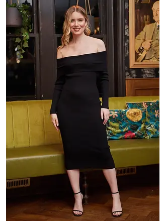 Angel Eyes Black Off The Shoulder Midi Angel Eyes Black Off The Shoulder Midi