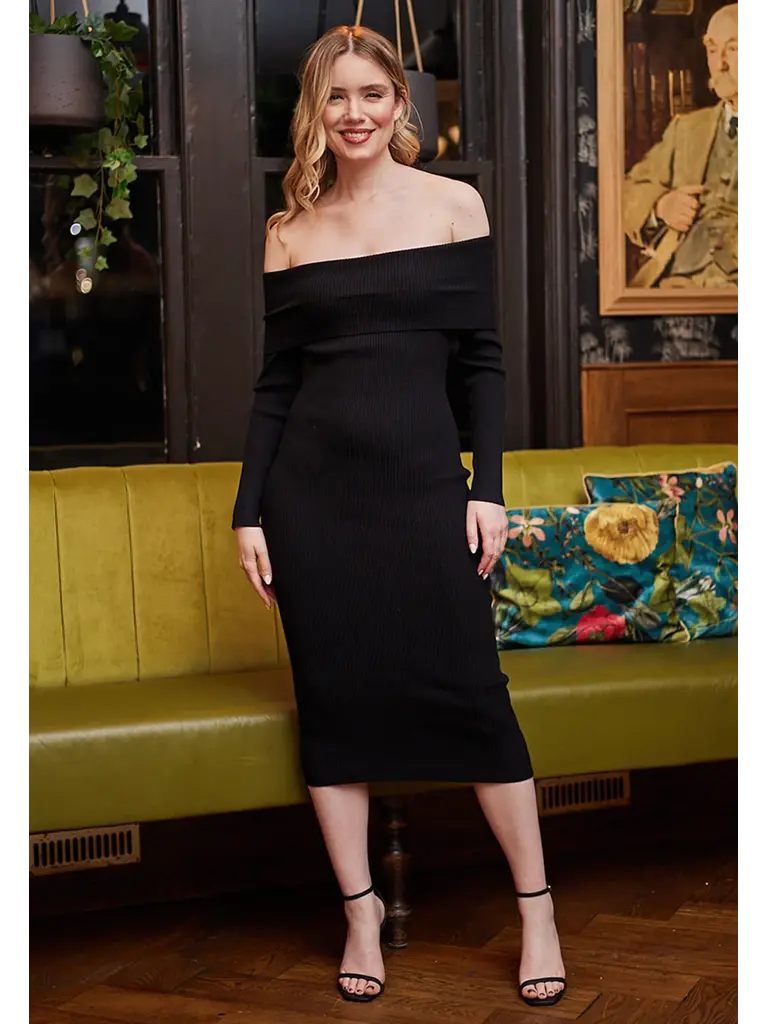 Angel Eyes Black Off The Shoulder Midi