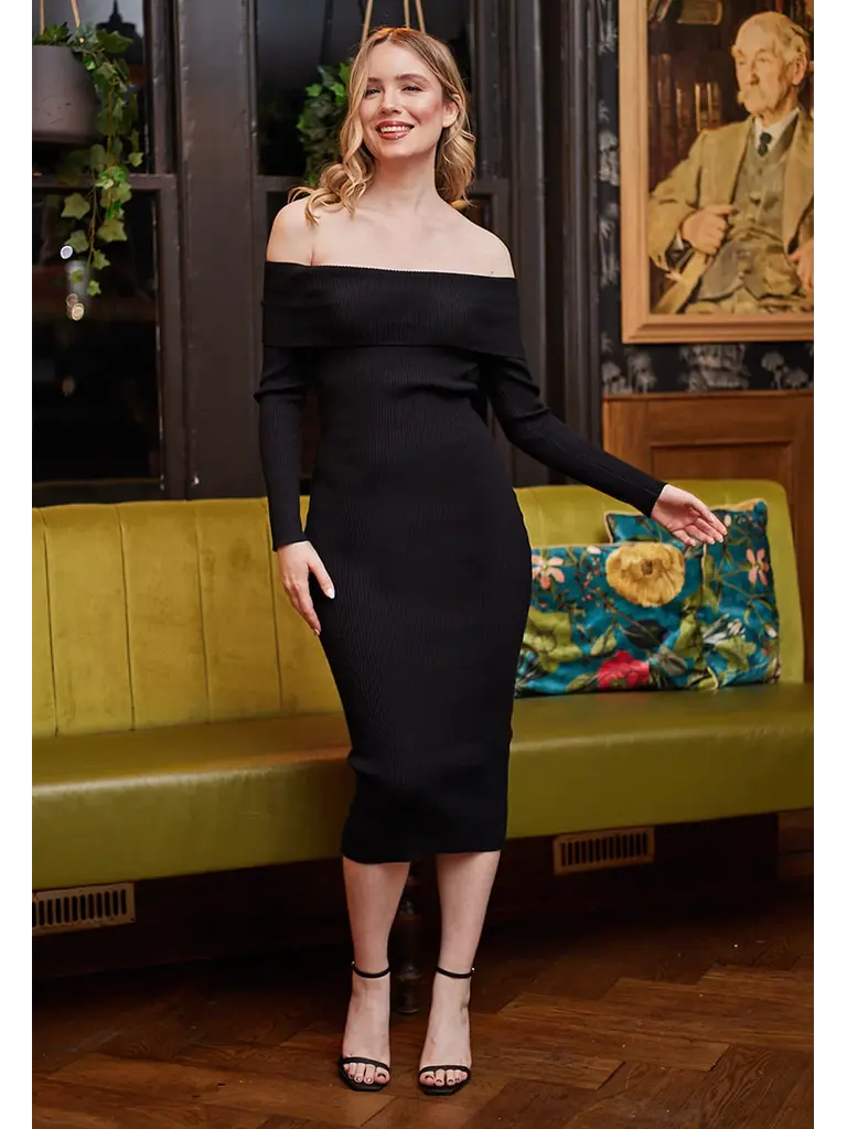 Angel Eyes Black Off The Shoulder Midi