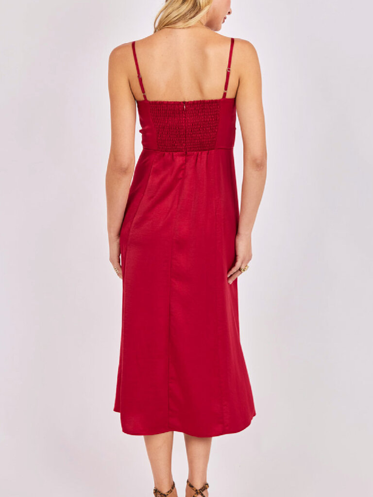 Sadie & Sage Satin Red Midi
