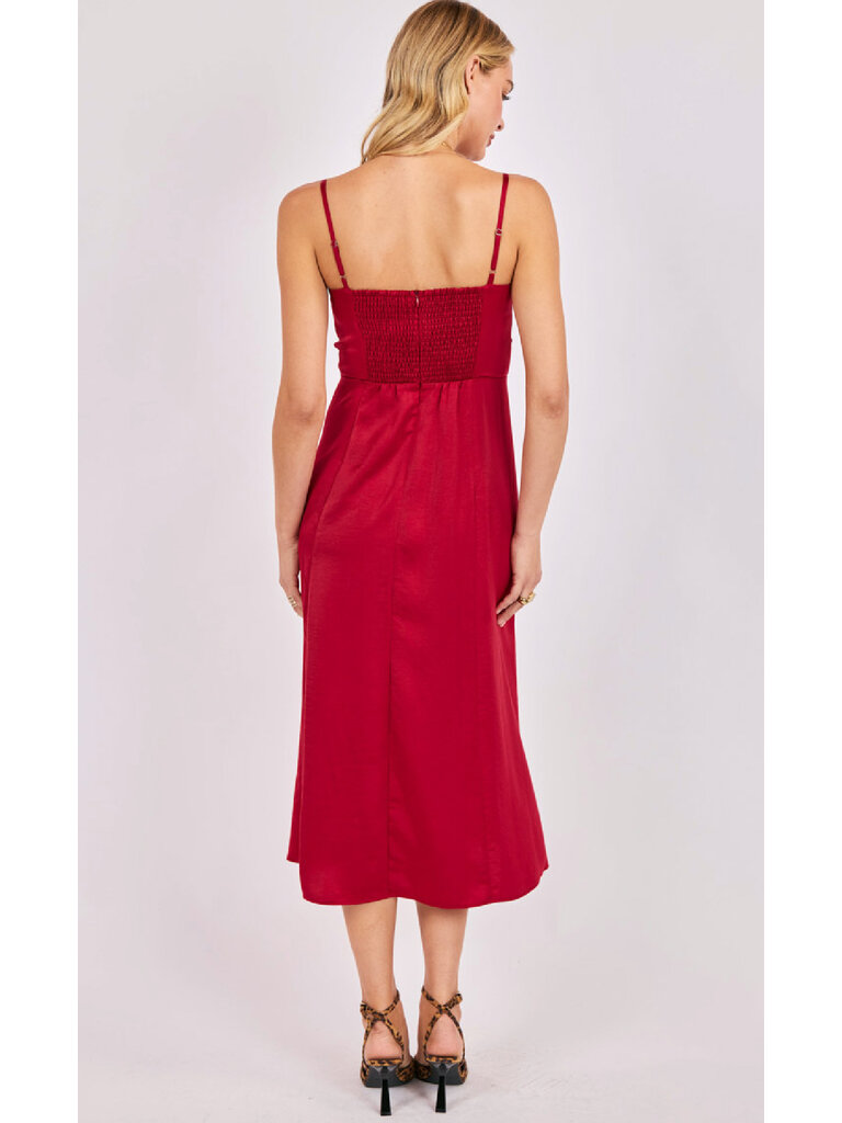 Sadie & Sage Satin Red Midi