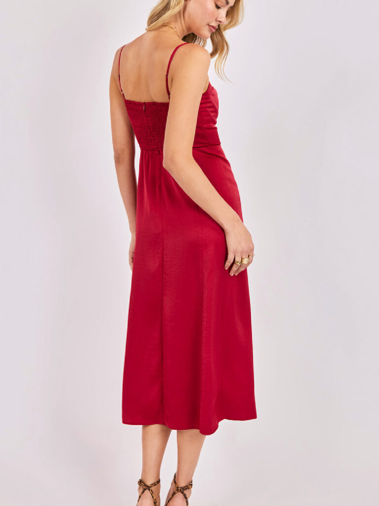 Sadie & Sage Satin Red Midi