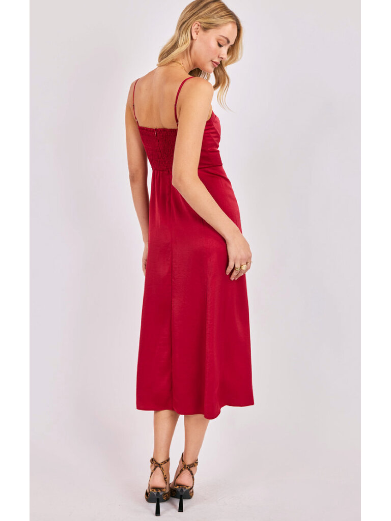 Sadie & Sage Satin Red Midi