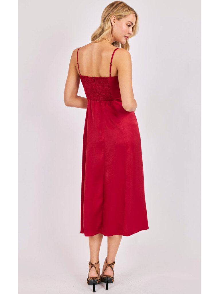Sadie & Sage Satin Red Midi