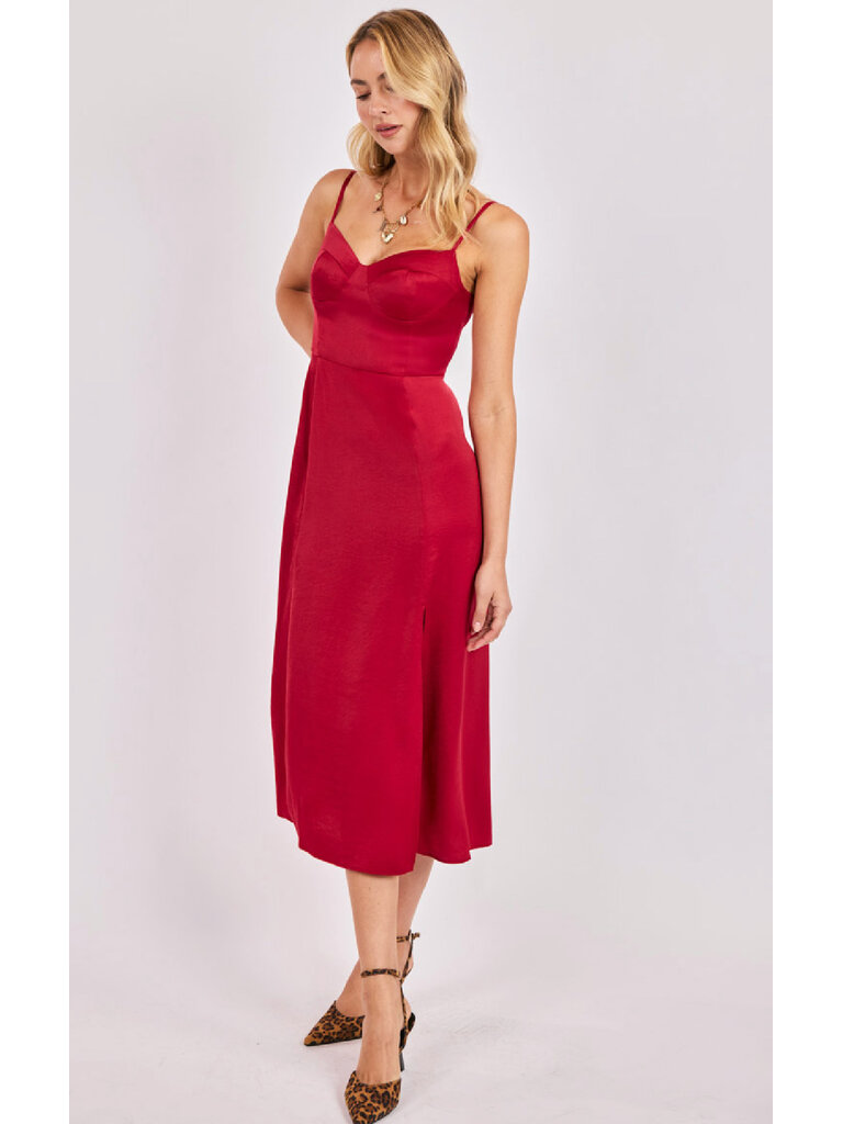 Sadie & Sage Satin Red Midi