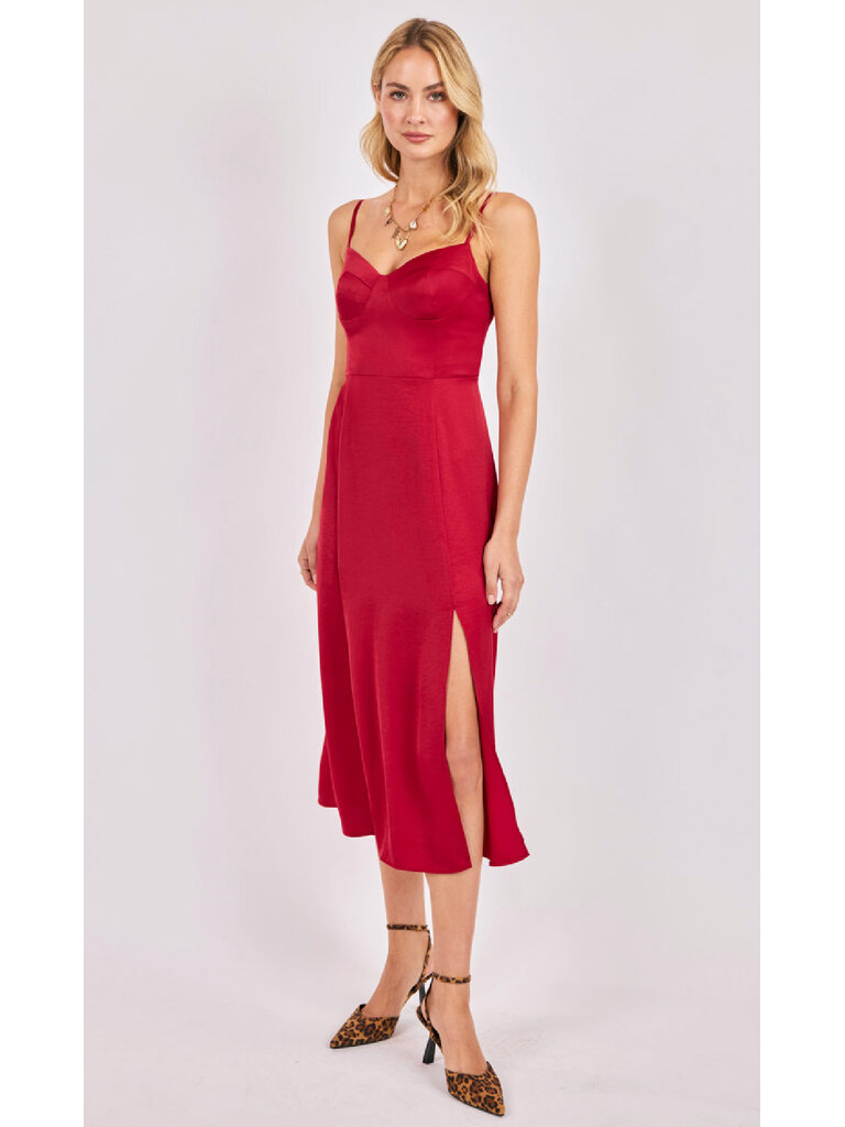 Sadie & Sage Satin Red Midi