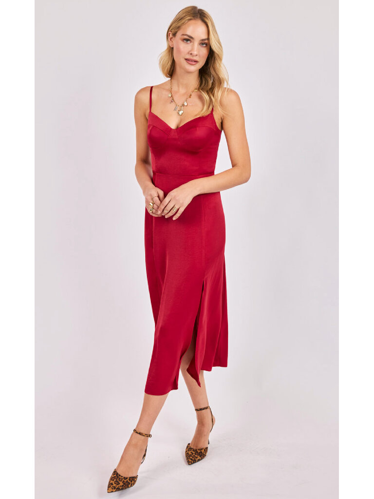 Sadie & Sage Satin Red Midi