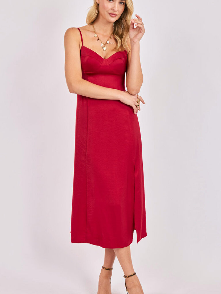 Sadie & Sage Satin Red Midi