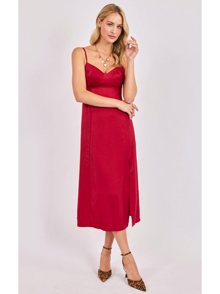 Sadie & Sage Satin Red Midi