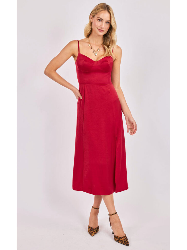 Sadie & Sage Satin Red Midi