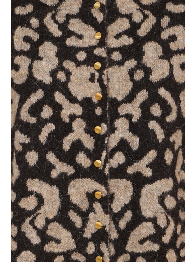 ICHI Taupe Leopard Cardi