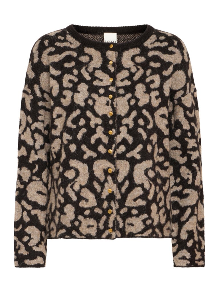 ICHI Taupe Leopard Cardi