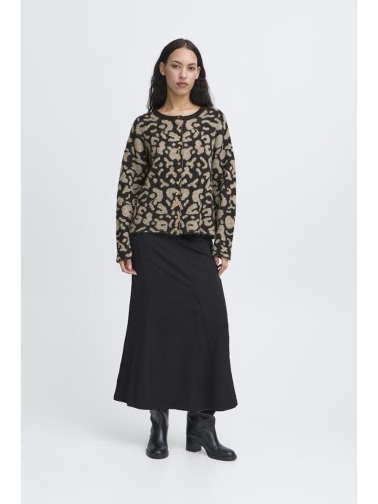 ICHI Taupe Leopard Cardi