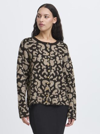 ICHI Taupe Leopard Cardi