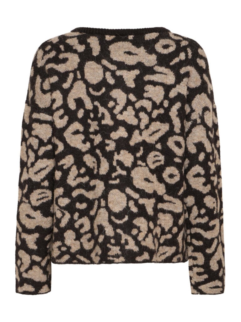 ICHI Taupe Leopard Cardi