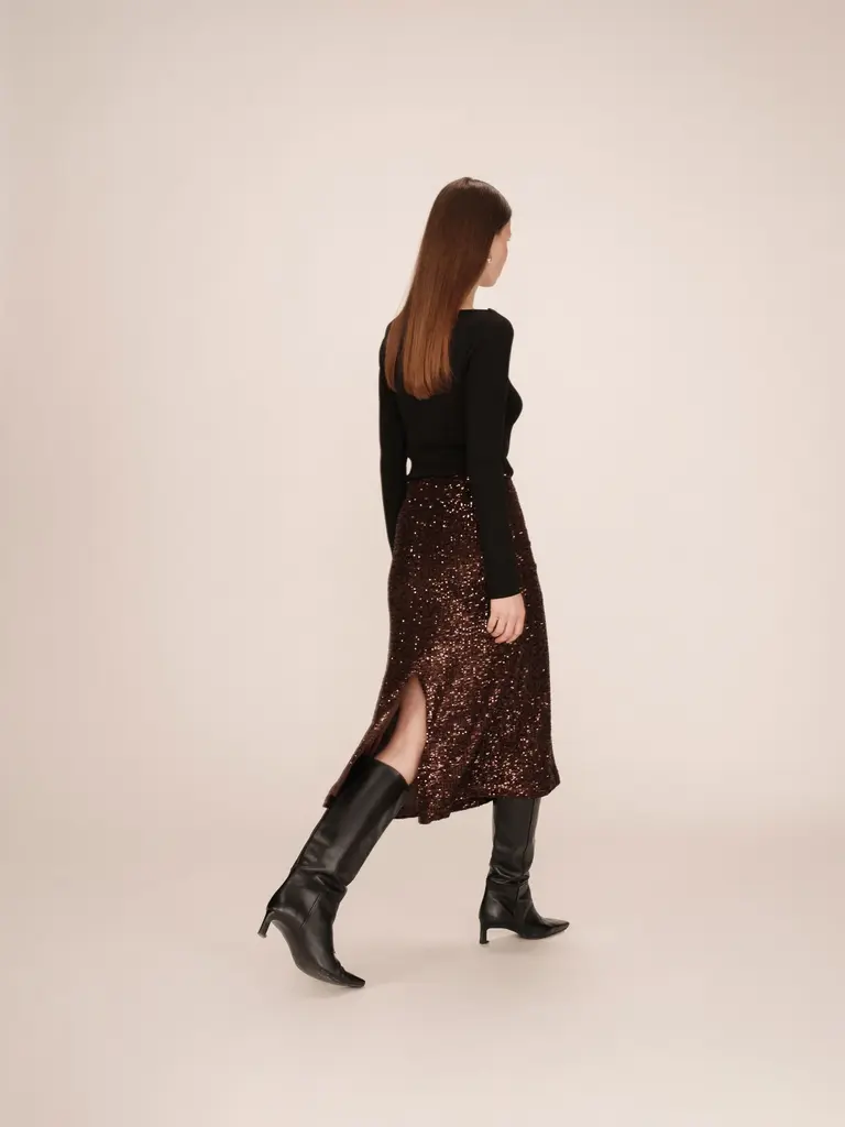 Grace & Mila Chocolate Sequin Skirt