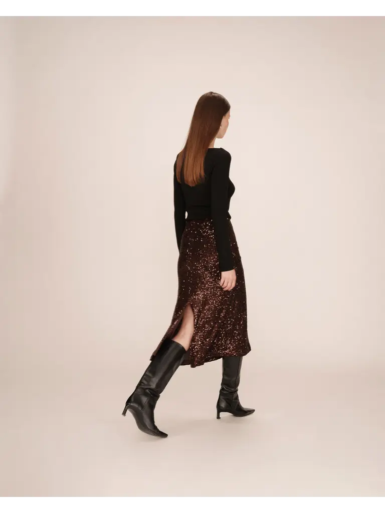 Grace & Mila Chocolate Sequin Skirt