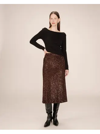 Grace & Mila Chocolate Sequin Skirt
