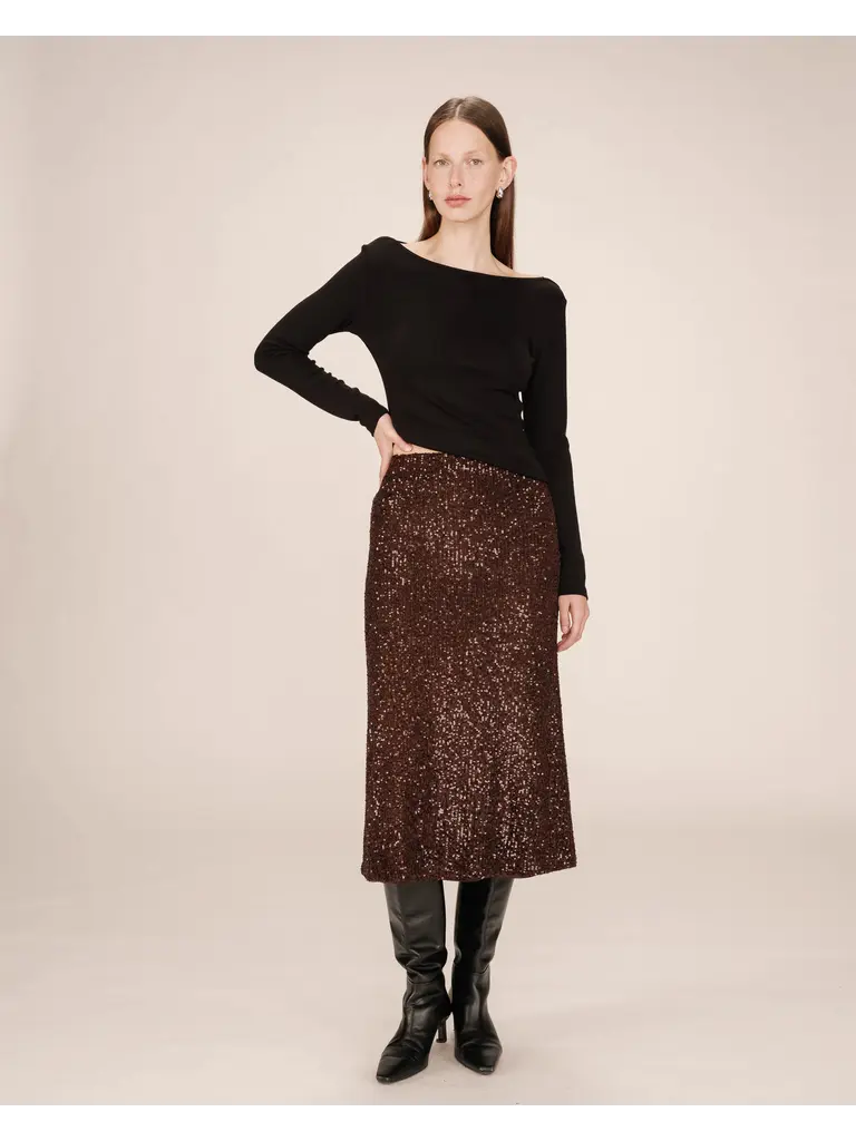 Grace & Mila Chocolate Sequin Skirt