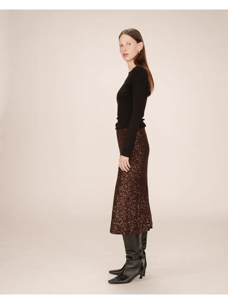 Grace & Mila Chocolate Sequin Skirt