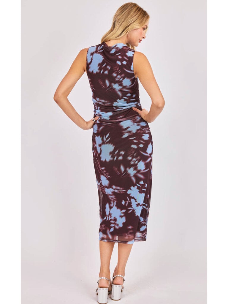 Sadie & Sage Blue Brown Mesh Midi