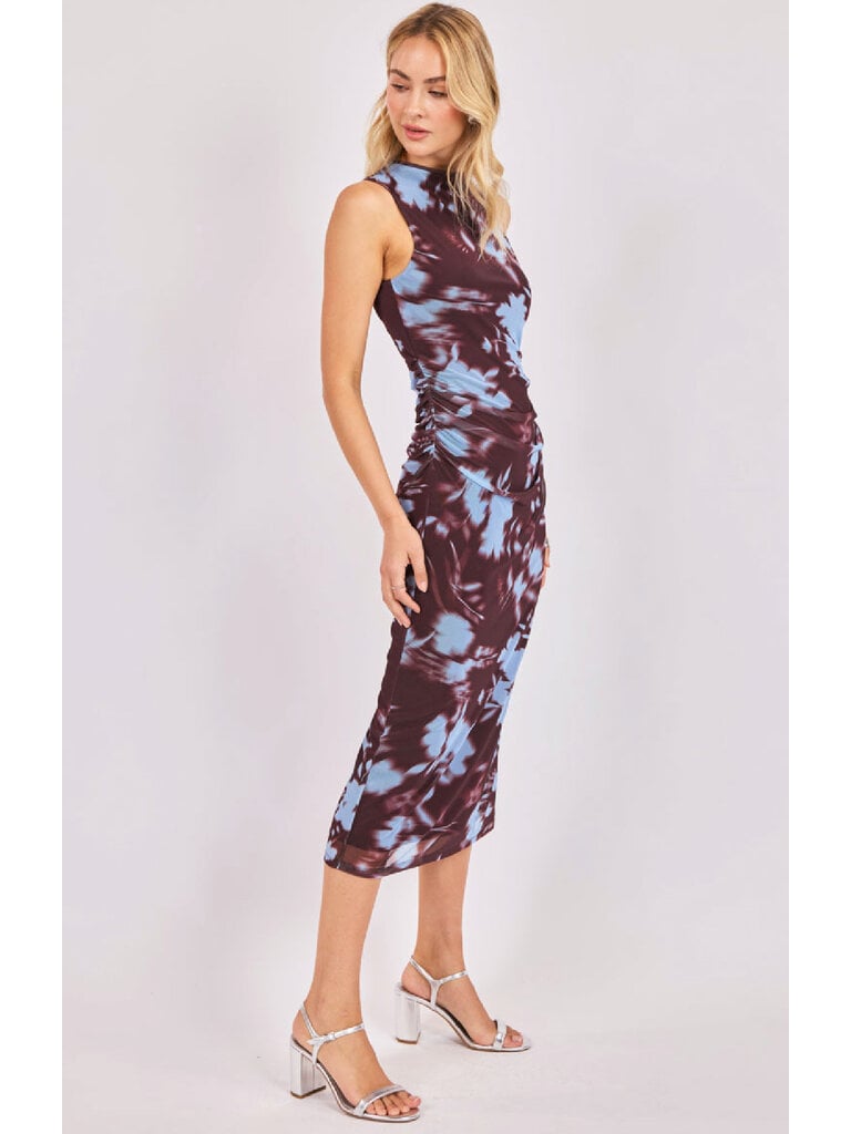 Sadie & Sage Blue Brown Mesh Midi