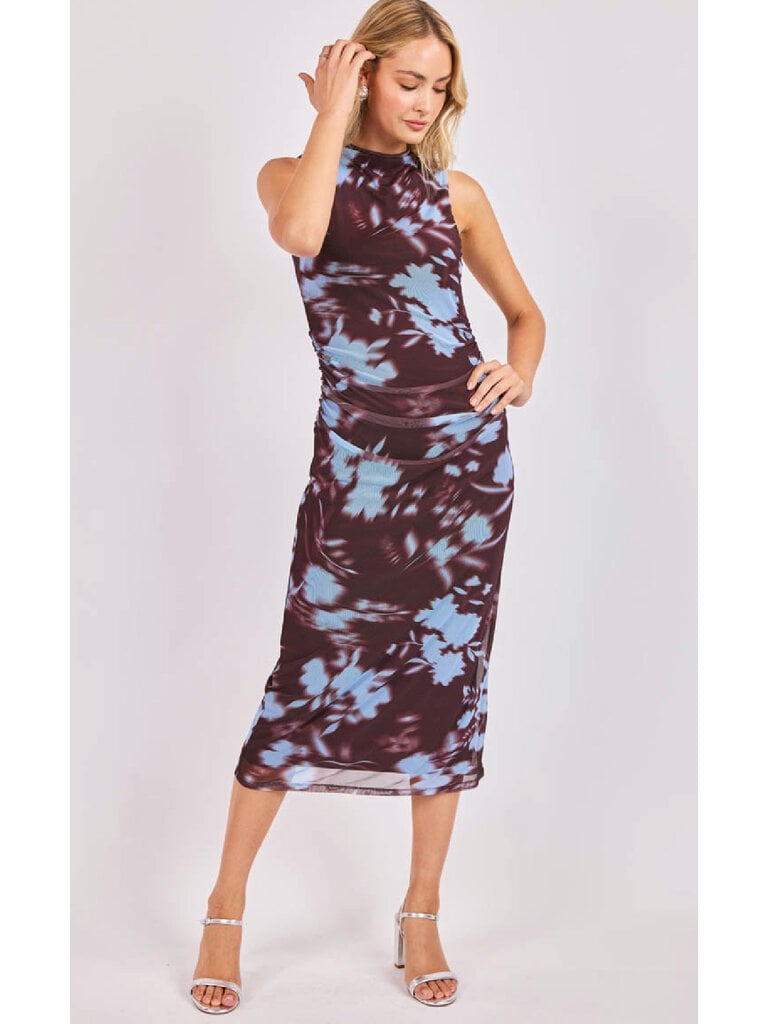 Sadie & Sage Blue Brown Mesh Midi