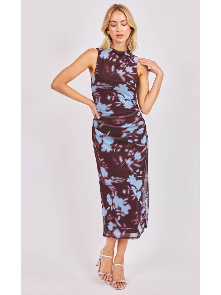 Sadie & Sage Blue Brown Mesh Midi