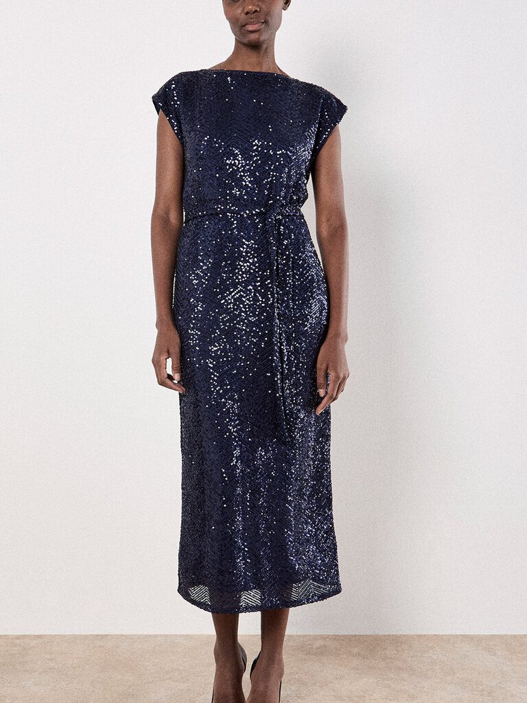 Apricot Navy Sequin Midi