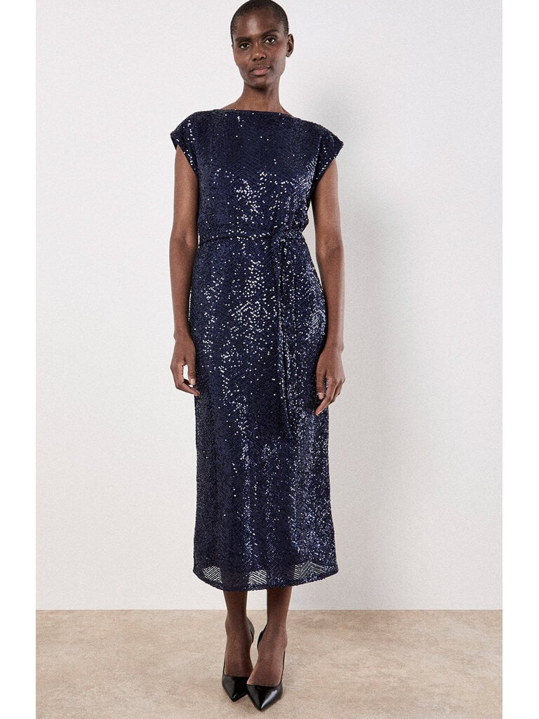 Apricot Navy Sequin Midi