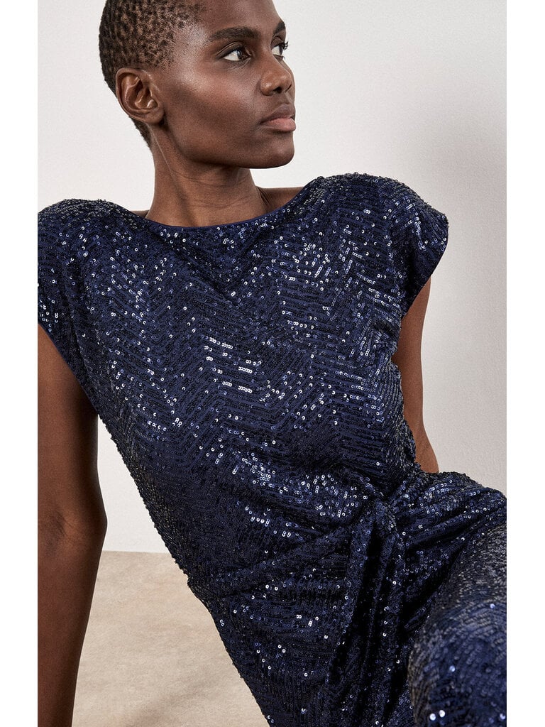 Apricot Navy Sequin Midi