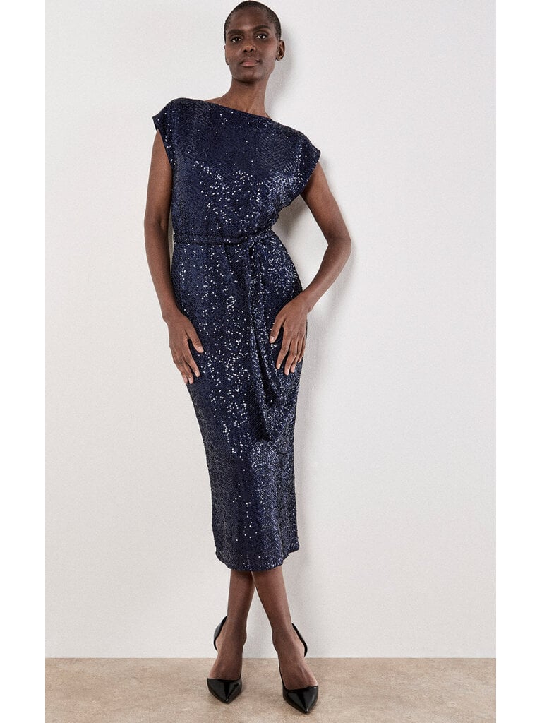 Apricot Navy Sequin Midi