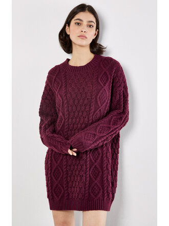 Apricot Oversized Cable Knit Dress