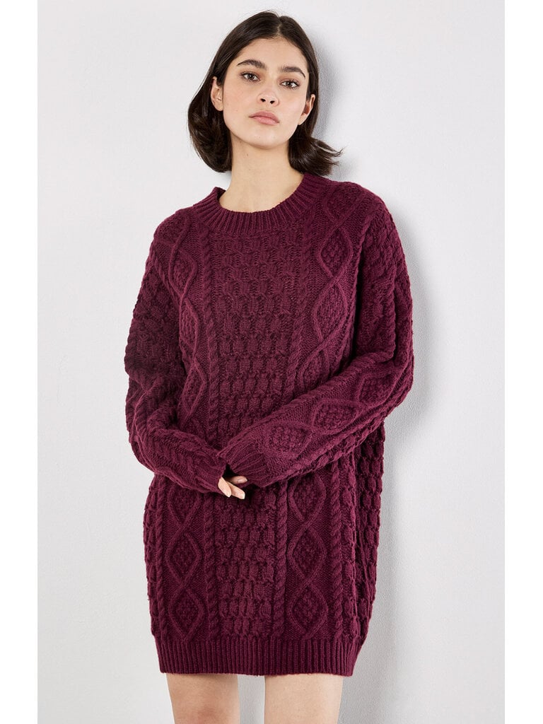 Apricot Oversized Cable Knit Dress